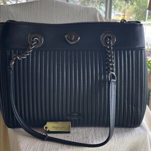 Coach Black Quilted Leather Chain-Handle Shoulder Bag